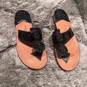 Black and Patent Leather Palm Beach Sandals